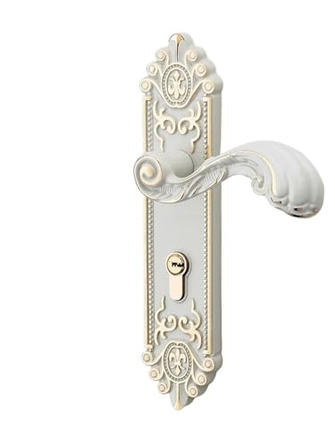 ZWCSHUU Türgriff Goldene Türschlösser mit Schlüsseln, Türgriff, weißes Sicherheits-Eingangstürschloss, stumm, Diebstahlschutz, Türbeschläge(White) von ZWCSHUU