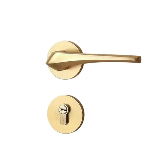 ZWCSHUU Türgriff Goldener Türgriffsatz for den Innenbereich, einfaches magnetisches Türschloss aus Aluminiumlegierung, for Schlafzimmer, Holztür, stummer Diebstahlschutz-Türgriff(A-Style) von ZWCSHUU