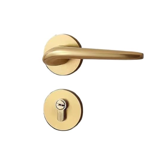 ZWCSHUU Türgriff Goldener Türgriffsatz for den Innenbereich, einfaches magnetisches Türschloss aus Aluminiumlegierung, for Schlafzimmer, Holztür, stummer Diebstahlschutz-Türgriff(C-Style) von ZWCSHUU