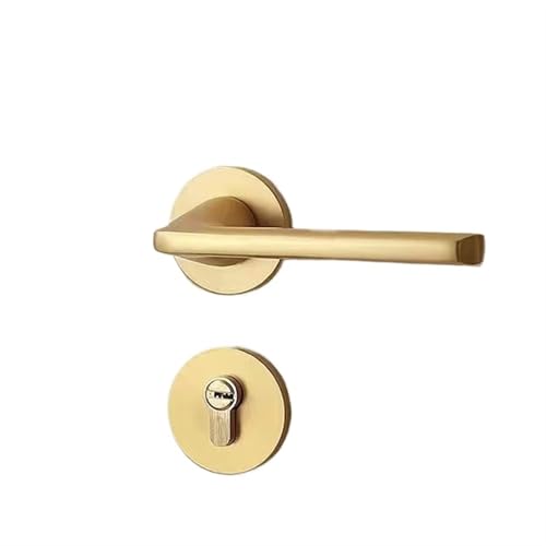 ZWCSHUU Türgriff Goldener Türgriffsatz for den Innenbereich, einfaches magnetisches Türschloss aus Aluminiumlegierung, for Schlafzimmer, Holztür, stummer Diebstahlschutz-Türgriff(E-Style) von ZWCSHUU