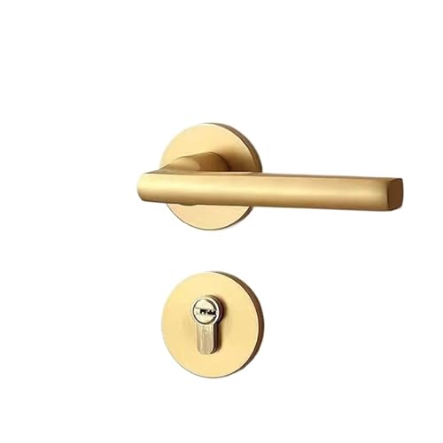 ZWCSHUU Türgriff Goldener Türgriffsatz for den Innenbereich, einfaches magnetisches Türschloss aus Aluminiumlegierung, for Schlafzimmer, Holztür, stummer Diebstahlschutz-Türgriff(F-Style) von ZWCSHUU