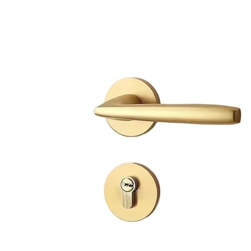 ZWCSHUU Türgriff Goldener Türgriffsatz for den Innenbereich, einfaches magnetisches Türschloss aus Aluminiumlegierung, for Schlafzimmer, Holztür, stummer Diebstahlschutz-Türgriff(G-Style) von ZWCSHUU