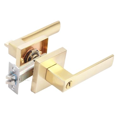 ZWCSHUU Türgriff Griffschloss aus Zinklegierung, drei Stangen, Kugel-Türschloss, Schlafzimmer, Badezimmer, Badezimmermöbel, Hardware-Zubehör(Brushed gold) von ZWCSHUU