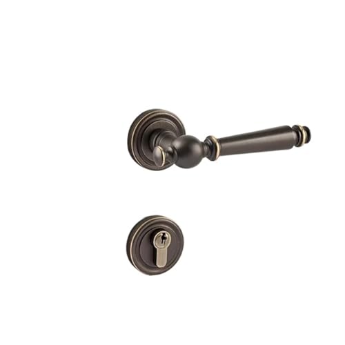 ZWCSHUU Türgriff Innenhebelschlösser aus gebürstetem Gold, Schlafzimmertürgriffschloss, solides Messing, stumme mechanische/magnetische Schlösser for Holztüren(Coffe MC) von ZWCSHUU