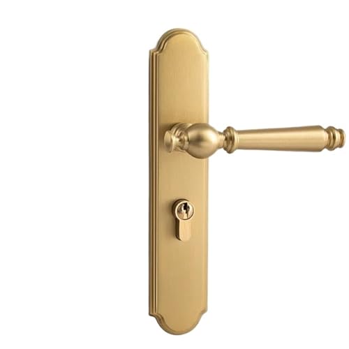 ZWCSHUU Türgriff Innenhebelschlösser aus gebürstetem Gold, Schlafzimmertürgriffschloss, solides Messing, stumme mechanische/magnetische Schlösser for Holztüren(Gold IG MC) von ZWCSHUU