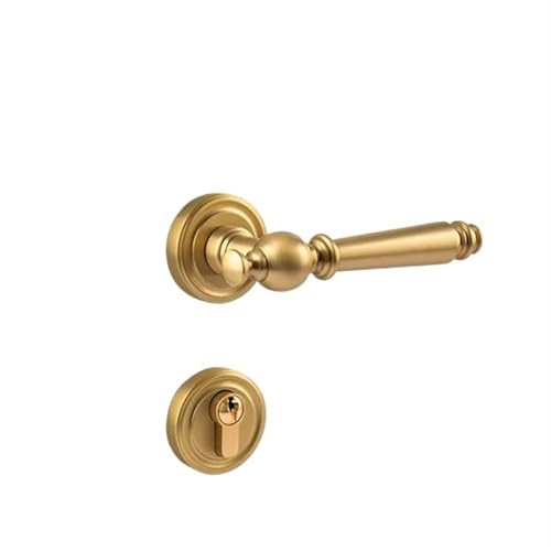 ZWCSHUU Türgriff Innenhebelschlösser aus gebürstetem Gold, Schlafzimmertürgriffschloss, solides Messing, stumme mechanische/magnetische Schlösser for Holztüren(Gold MG) von ZWCSHUU