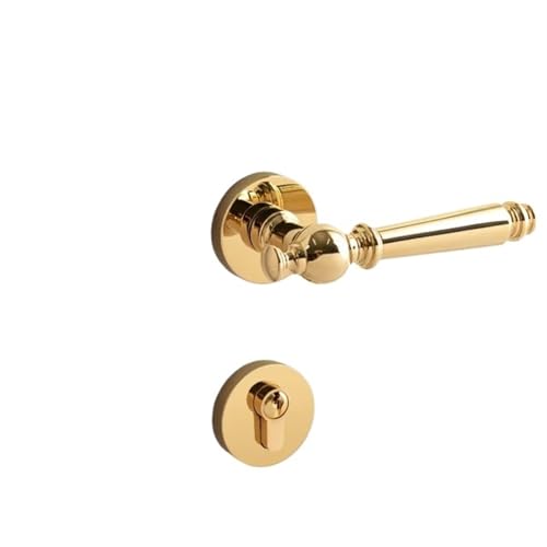 ZWCSHUU Türgriff Innenhebelschlösser aus gebürstetem Gold, Schlafzimmertürgriffschloss, solides Messing, stumme mechanische/magnetische Schlösser for Holztüren(PVD MC) von ZWCSHUU
