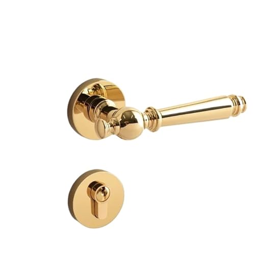 ZWCSHUU Türgriff Innenhebelschlösser aus gebürstetem Gold, Schlafzimmertürgriffschloss, solides Messing, stumme mechanische/magnetische Schlösser for Holztüren(PVD MG) von ZWCSHUU