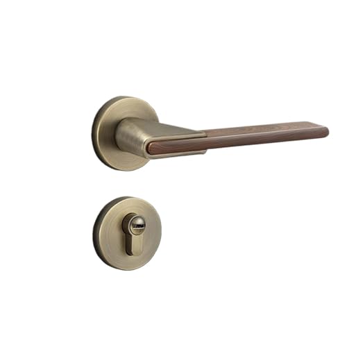 ZWCSHUU Türgriff Leises Türschloss aus Zinklegierung for Schlafzimmer, Sicherheitstürgriff, Schlösser mit Holzmaserung, Griffe, Schlossset, Möbelbeschläge(A Type-Round) von ZWCSHUU