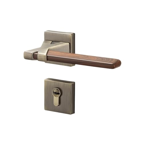 ZWCSHUU Türgriff Leises Türschloss aus Zinklegierung for Schlafzimmer, Sicherheitstürgriff, Schlösser mit Holzmaserung, Griffe, Schlossset, Möbelbeschläge(B Type-Square) von ZWCSHUU