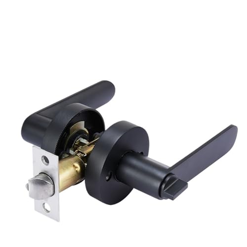 ZWCSHUU Türgriff Leises Zimmertürschloss, rundes Türschloss, Innentürgriffschloss mit Schlosskern/Riegel Schlüssel, Griffschloss aus Aluminiumlegierung(BLACK) von ZWCSHUU