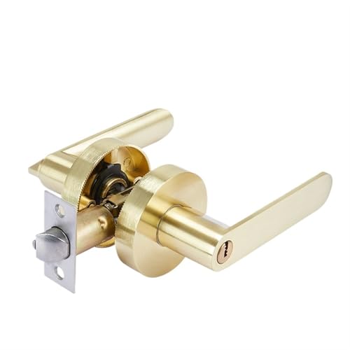 ZWCSHUU Türgriff Leises Zimmertürschloss, rundes Türschloss, Innentürgriffschloss mit Schlosskern/Riegel Schlüssel, Griffschloss aus Aluminiumlegierung(GOLD) von ZWCSHUU