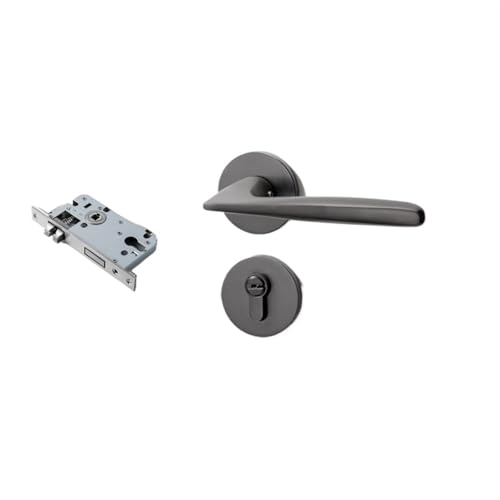 ZWCSHUU Türgriff Schlosskörper-Set mit geteiltem Griff, modernes Schlafzimmertürschloss aus Zinklegierung, geräuschloses Sicherheitstürschloss Schlüssel(B) von ZWCSHUU