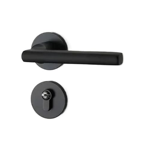 ZWCSHUU Türgriff Schwarzer Aluminium-Türgriff Innen Schlafzimmer Türschloss Split Silent Türbeschläge(Black) von ZWCSHUU