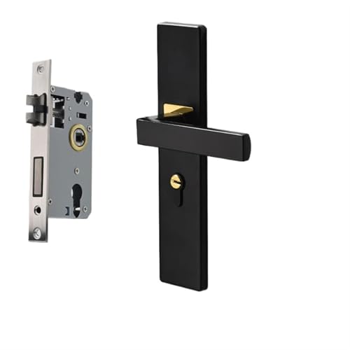 ZWCSHUU Türgriff Schwarzes stummes Schlafzimmertürschloss mit Schlüsseln Sicherheits-Eingangstürgriffschloss Diebstahlsicherung for Innentürknöpfe(Anti-plug Lock Core) von ZWCSHUU