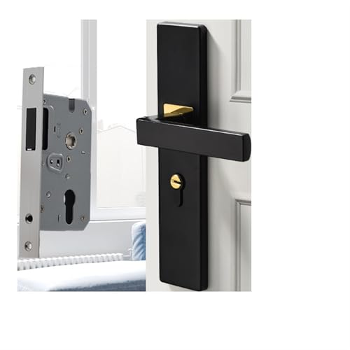 ZWCSHUU Türgriff Schwarzes stummes Schlafzimmertürschloss mit Schlüsseln Sicherheits-Eingangstürgriffschloss Diebstahlsicherung for Innentürknöpfe(Magnetic Lock Core) von ZWCSHUU