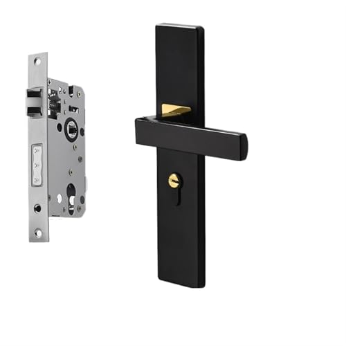 ZWCSHUU Türgriff Schwarzes stummes Schlafzimmertürschloss mit Schlüsseln Sicherheits-Eingangstürgriffschloss Diebstahlsicherung for Innentürknöpfe(Mute Lock Core) von ZWCSHUU