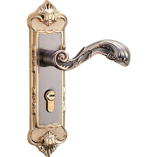 ZWCSHUU Türgriff Vintage-Türhebelset mit Schlüssel, gebogener Griffsatz Schlüsselriegelschloss, Sicherheits-Einsteckschloss, Aluminiumlegierung von ZWCSHUU