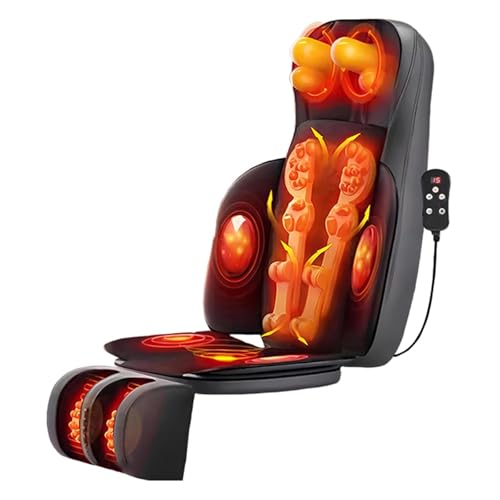 Rückenmassagegerät mit Wärme, 3D-Knetmassage-Stuhlkissen, Tiefengewebe-Knetmassage-Sitzkissen für Körper und Nacken, mit beweglichem Multifunktions-Bein- und Fußmassagegerät für Büro (Schwarz) von ZWDMAER