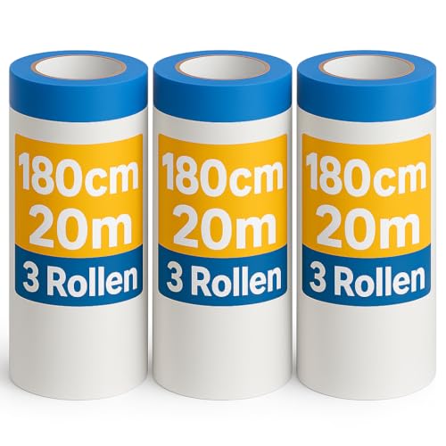 ZWERKZEUG 180 cm x 60 Meter Abdeckfolien mit Klebeband - Malerband mit Abdeckfolien - 108 m² Malerfolie mit Klebeband Abklebeband - Optimaler Schutz bei Maler & Lackierarbeiten gegen Schmutz und Nässe ZWERKZEUG 180 cm x 60 Meter Abdeckfolien mit Klebeband - Malerband mit Abdeckfolien - 108 m² Malerfolie mit Klebeband Abklebeband - Optimaler Schutz bei Maler & Lackierarbeiten gegen Schmutz und Nässe von ZWERKZEUG