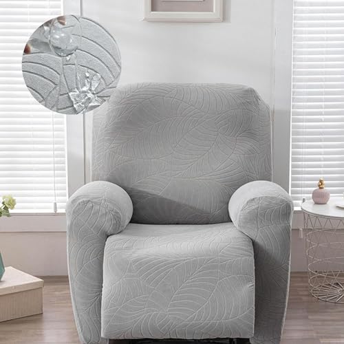 ZWESKUX Entspannender, wasserdichter Liegesesselbezug für 1-Sitzer, Liegesesselbezug mit Armlehnen, Jacquard-Stretch-Liegesessel-/Sofabezug, kratzfester Sesselbezug,1seat(4pcs),Light Gray von ZWESKUX