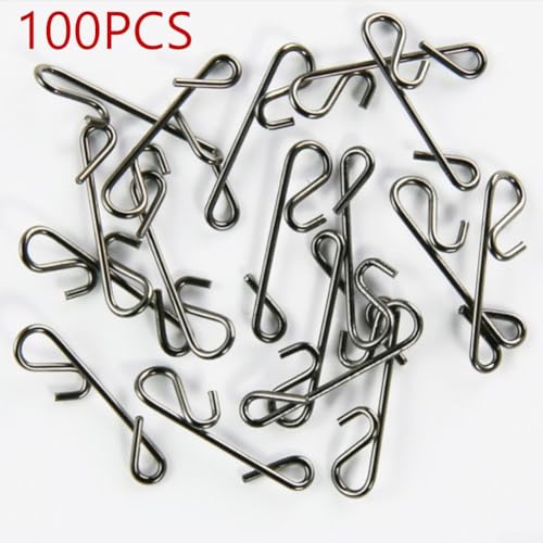 Angel-Dreh-Schnapp-Clips, 100 Stück, Edelstahl, SXXL, ideal für alle Angelarten in Süß- und Salzwasserumgebungen (L) von ZWEquipint