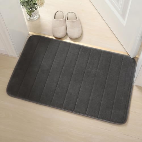Badematten-Set aus Memory-Schaum, für Badezimmer, Dusche und WC, rutschfest, waschbar, mit weichem Polyester-Außenmaterial (dunkelgrau) von ZWEquipint