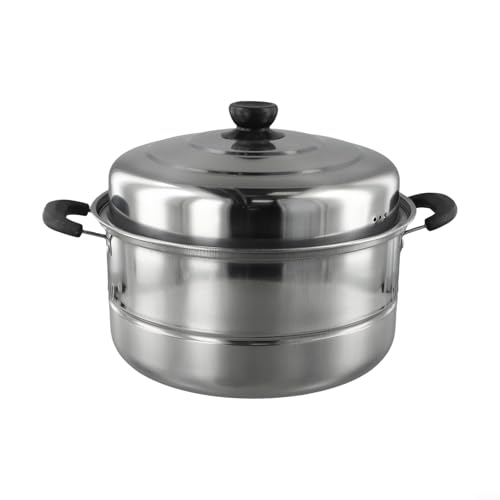 Doppelschichtiger Edelstahl-Dampfgarer für Induktions- und Gasherd-Kompatibilität, ermöglicht das gleichzeitige Dämpfen mehrerer Lebensmittel bei gleichzeitiger Beibehaltung der Aromen (28 cm) von ZWEquipint