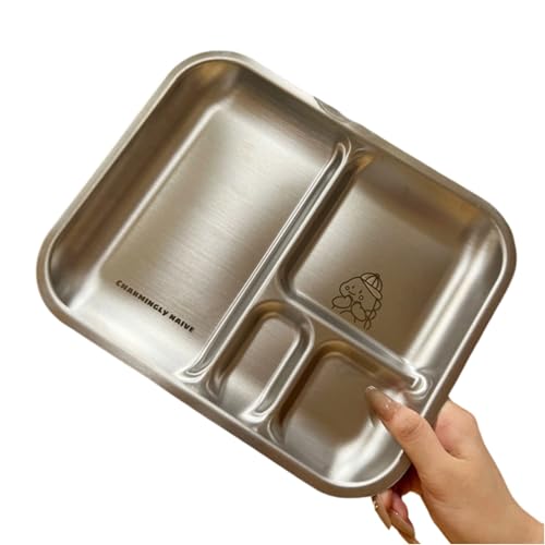 Edelstahl-Tablett mit Fächern, praktische Esslösung für Kinder (Drachen) von ZWEquipint