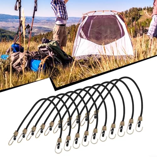 Elastische Schnüre mit robusten Haken für Reisen und Outdoor-Aktivitäten (10 Stück, schwarz), 20 Stück von ZWEquipint
