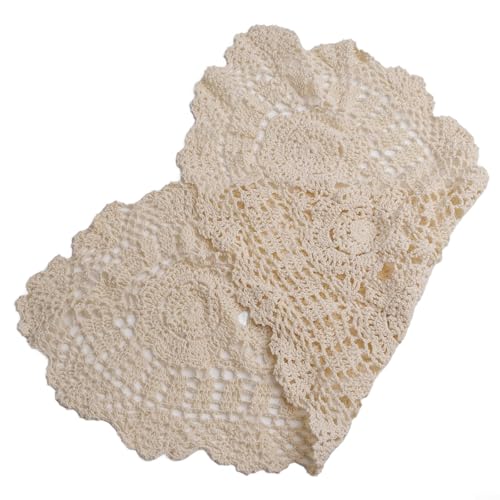 Elegante ovale Tischdecke für Ess- und Café-Dekoration, handgefertigt, Baumwolle mit floralem Spitzen-Design Elegante ovale Tischdecke für Ess- und Café-Dekoration, handgefertigt, Baumwolle mit floralem Spitzen-Design von ZWEquipint