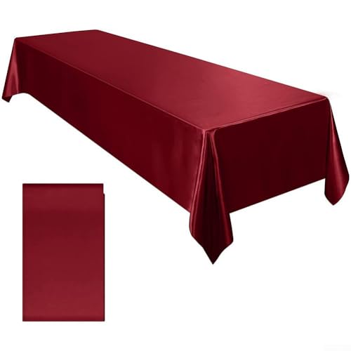 Elegante rechteckige Tischdecke, 145 x 260 cm, für Hochzeiten und formelle Abendessen, Weinrot von ZWEquipint