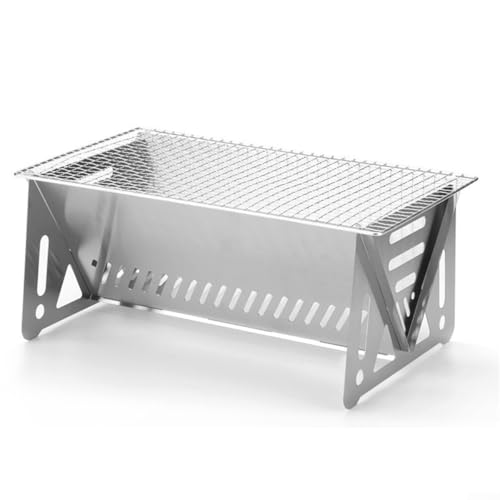 Faltbarer Lagerfeuer-Grill, tragbarer Holzkohlegrill für Outdoor, Camping, Picknick, Hinterhof, Strand, Edelstahl-Kochgrill mit kompaktem Design (40 x 24,2 x 17,5 cm) von ZWEquipint