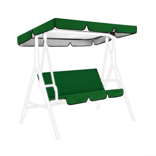 Gartenschaukel-Abdeckungs-Set mit wasserdichtem 190T-Vordach, 190 x 132 cm und Sitzbezug, 150 x 150 cm, für 3-Sitzer-Gartenmöbelschutz (dunkelgrün) von ZWEquipint