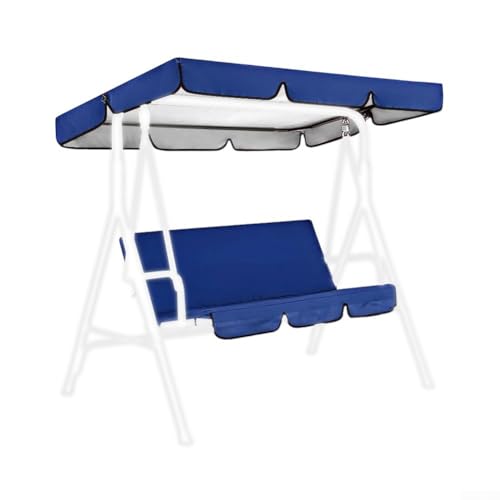 Gartenschaukelabdeckungs-Set mit wasserdichtem 190T-Vordach, 190 x 132 cm und Sitzbezug, 150 x 150 cm, für 3-Sitzer-Gartenmöbelschutz (dunkelblau) von ZWEquipint