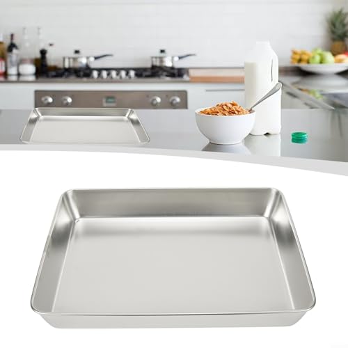 Mehrzweck-Edelstahl-Serviertablett mit tiefen Kanten, um Lebensmittel aufzubewahren, hochglanzpoliert, robust und spülmaschinenfest für die Küche (40 x 35 x 5,5 cm) von ZWEquipint