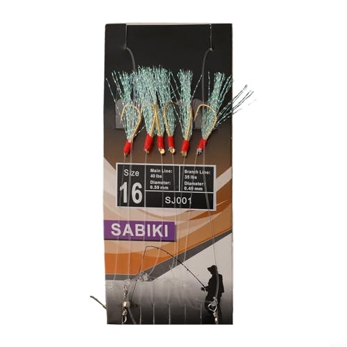 Sabikis Weiche Angelköder Rigs 6 Stück Packung mit mehreren Haken Jigköder und Federköder für Tiefsee- und Makrelenangeln mit Schnappverschluss (14#) von ZWEquipint