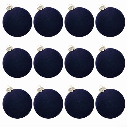 Set mit 12 Samt-Weihnachtskugeln für Baum, Wand, Fenster, hängende Feiertagsdekorationen für saisonalen Gebrauch (reines Blau) von ZWEquipint