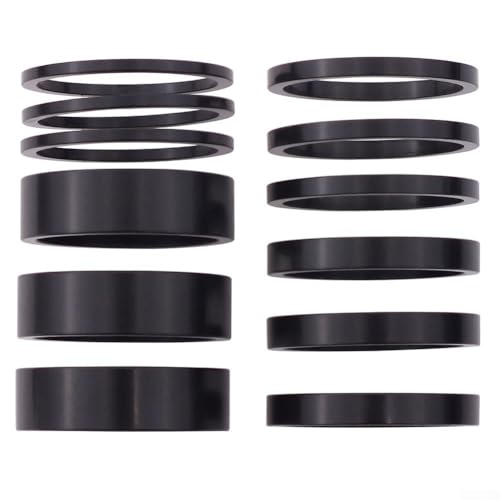 ZWEquipint 12 Stück Fahrrad-Headset-Abstandshalter Set 5/10/2/3 mm Aluminiumlegierung Vorbauscheibe für 28,6 mm Gabel, schwarz ZWEquipint 12 Stück Fahrrad-Headset-Abstandshalter Set 5/10/2/3 mm Aluminiumlegierung Vorbauscheibe für 28,6 mm Gabel, schwarz von ZWEquipint