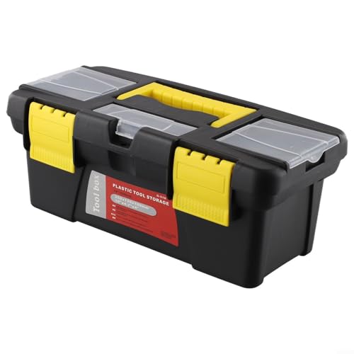 ZWEquipint 25,4 cm zweilagiger Kunststoff-Werkzeugkasten, Mini-Multifunktions-Aufbewahrungsbox, verstärkter Griff und Metallscharniere, innovatives Design, sicher verschließbarer Werkzeugkasten (ohne von ZWEquipint