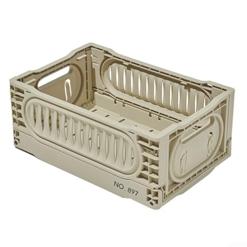ZWEquipint Faltbare Aufbewahrungsbox für Outdoor-Camping, mit Holzbrett, großes Fassungsvermögen, 40 x 30 x 17 cm, Aufbewahrungskorb, Organizer für Regale, Tische, Schränke (Milchtee) von ZWEquipint