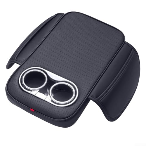 ZWEquipint Leder Auto Armlehne Box Erhöhung Pad mit Tasche, Mittelkonsole Abdeckung für Ellenbogenstütze, Innenzubehör für die meisten Fahrzeugmodelle, Schwarz (Schwarz) von ZWEquipint