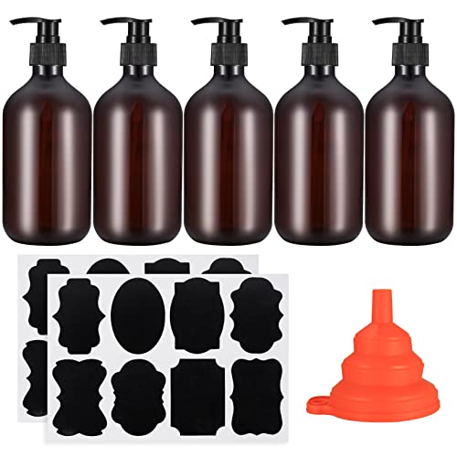 5 Stück Seifenspender 500ml, Shampoo Flaschen zum Befüllen, Leer Pumpspender, Pumpflaschen, Lotion Pumpe Spender, Spülmittelspender für Küche Bad von ZWFSDM