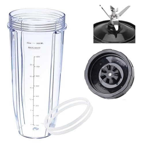 Ersatzklinge Mit 7 Lamellen Und 32 Oz Mixer, Kompatibel Mit Nutri, Kompatibel Mit Ninja, 4 Zoll Männliche Klinge Mit 7 Lamellen, Leicht Zu Reinigen von ZWFYJEWU