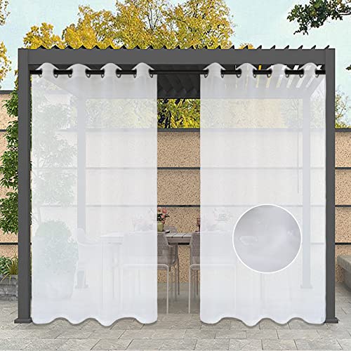 ZWGQZYTX Fenster Gardine Gardinen Voile Garten wasserdicht Panel weiß Outdoor Vorhang für Veranda Pergola Cabana Gazebo Wintergarten Cortina Weißes Garn 2 Stück | B250cm * H240cm von ZWGQZYTX