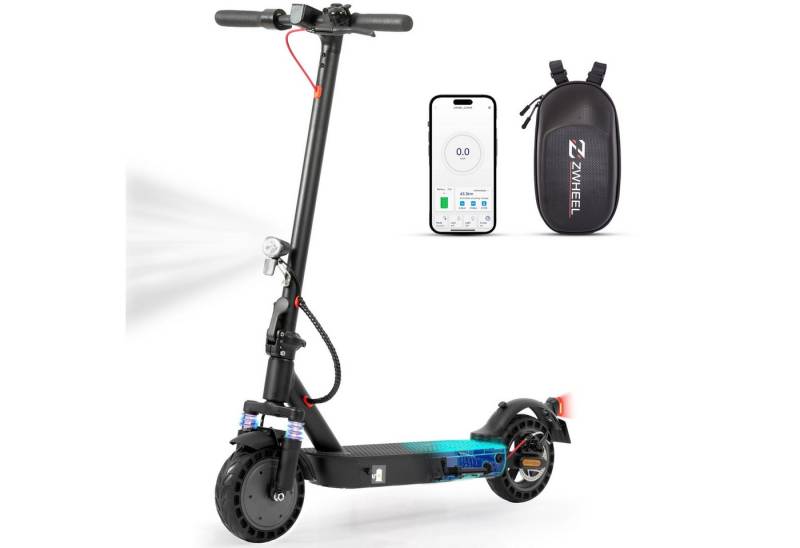 ZWHEEL E-Scooter mit Straßenzulassung 120 kg E9MAX, 10" Vollreifen mit Stoßdämpfung, 500,00 W, (mit Schutzblechen), 360Wh, Max 40km Reichweite, LED-Display, klappbarer Elektroroller von ZWHEEL
