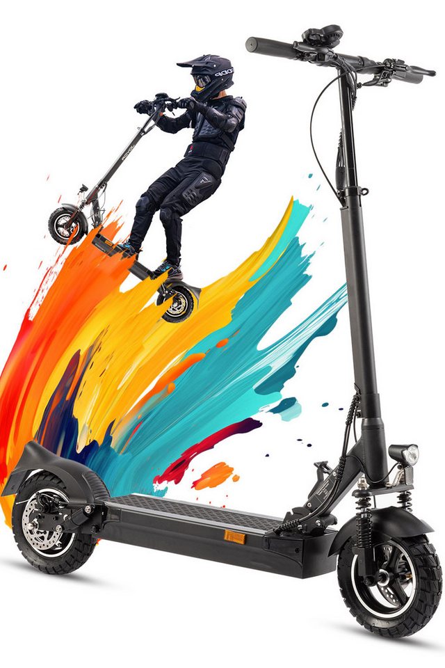 ZWHEEL E-Scooter S8 Offroad bis zu 110km Reichweite,mit Straßenzulassung, 500,00 W, 20,00 km/h, (Packung), 10“ Zoll Luftreifen Faltbarer Elektroroller mit 1300Wh Akku von ZWHEEL