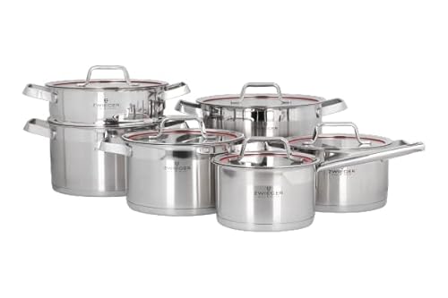 ZWIEGER - Klassiker 11-Teilig Topfset I Hochwertiger Edelstahl I Dicke Dreischichtige Boden I für alle Arten von Kochfeldern I Vielseitig und Langlebig Set von ZWIEGER haus & küche