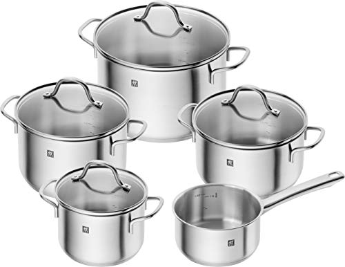 ZWILLING Flow Kochtopf-Set, 5-teilig, mit Glasdeckel, Induktionsgeeignet, unbeschichtet, Edelstahl, Black von ZWILLING