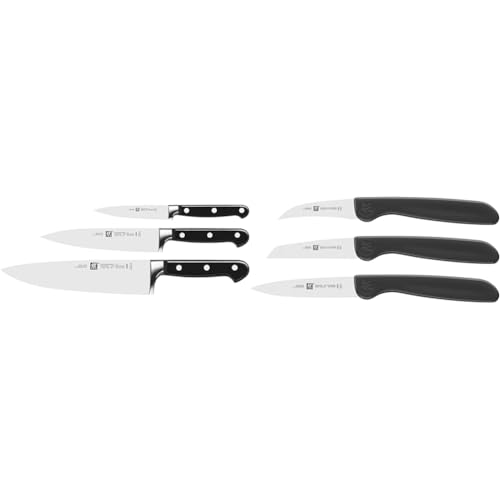 ZWILLING Professional S Messer-Set, 3-teilig & Twin Grip Gemüsemesser-Set, 3-teilig, (Schälmesser 5 cm, Gemüsemesser 8 cm, Spickmesser 8 cm), Kunststoffgriff, Schwarz von ZWILLING